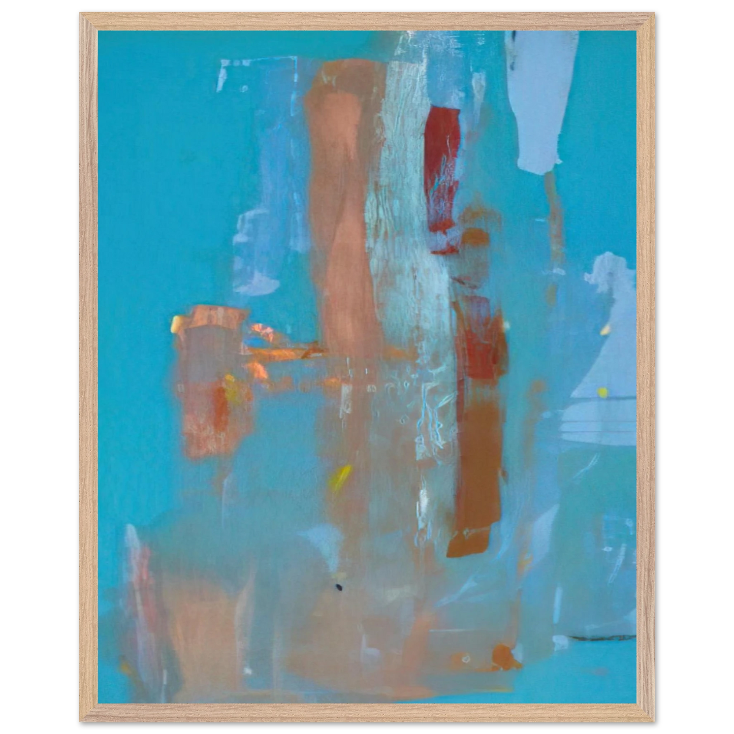 Helen Frankenthaler - In on Blue - 1976 Wall art - 30x30 cm / 12x12 inches - Premium Wooden Framed Poster With Fine Art Paper-canvas - Wood frame