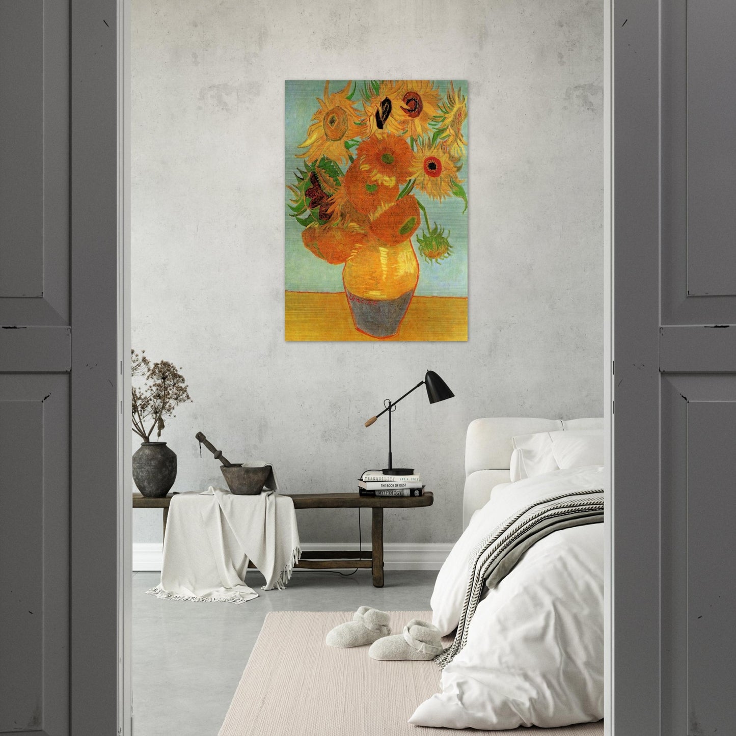 Still Life Vase with Twelve Sunflowers - Vincent van Gogh Brushed Aluminum Print - 70x100 cm / 28x40 inches | Vincent van Gogh Aluminum Print | Vincent van Gogh Prints