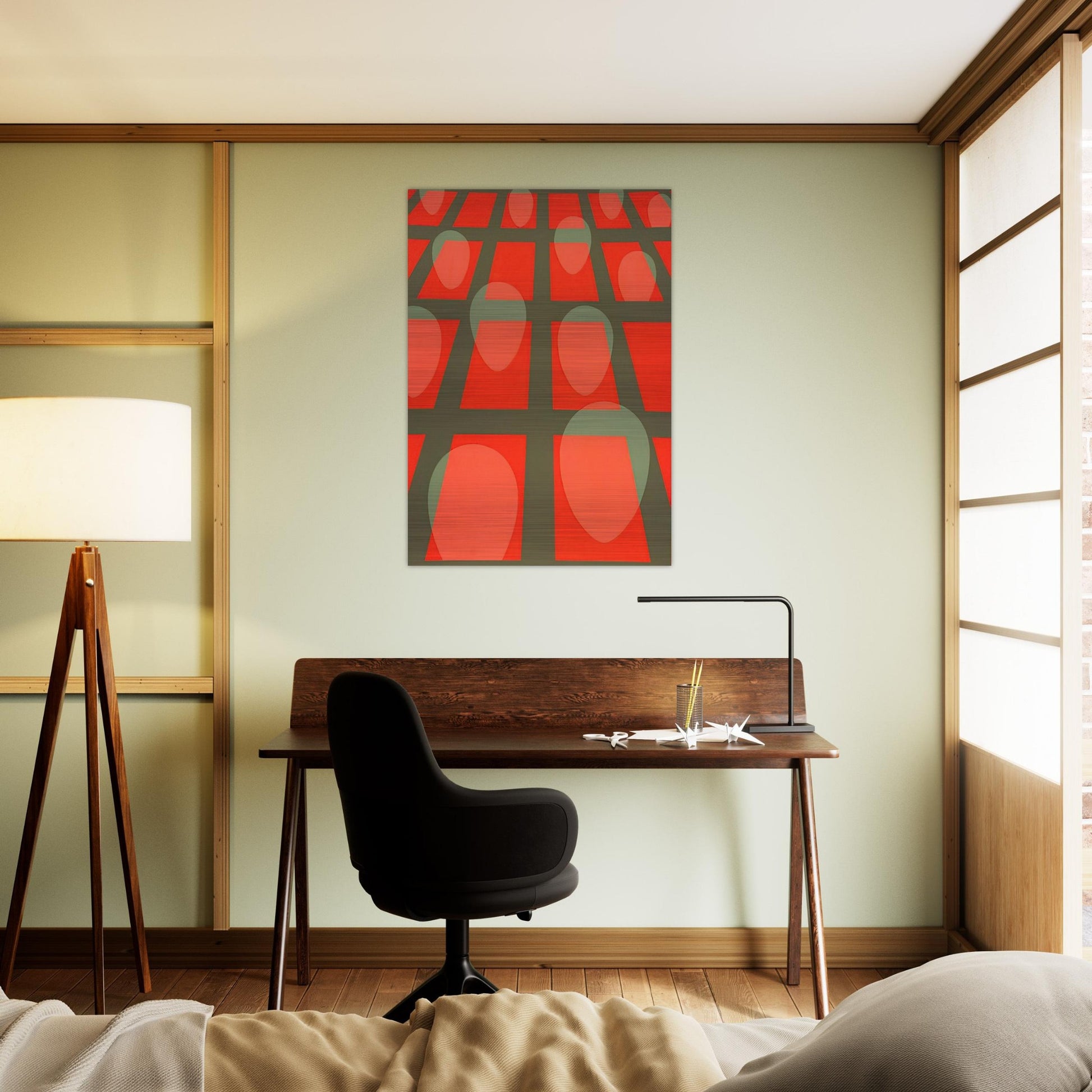 Untitled - Faces in a Grid Red - 1971 - Clarence Holbrook Carter Brushed Aluminum Print - 70x100 cm / 28x40 inches | Clarence Holbrook Carter Aluminum Print | Clarence Holbrook Carter Prints