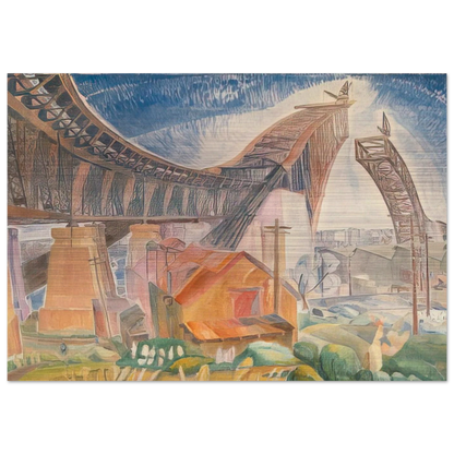 The Bridge in Curve - 1930 - Grace Cossington Smith Brushed Aluminum Print - 70x100 cm / 28x40 inches | Grace Cossington Smith Aluminum Print | Grace Cossington Smith Prints