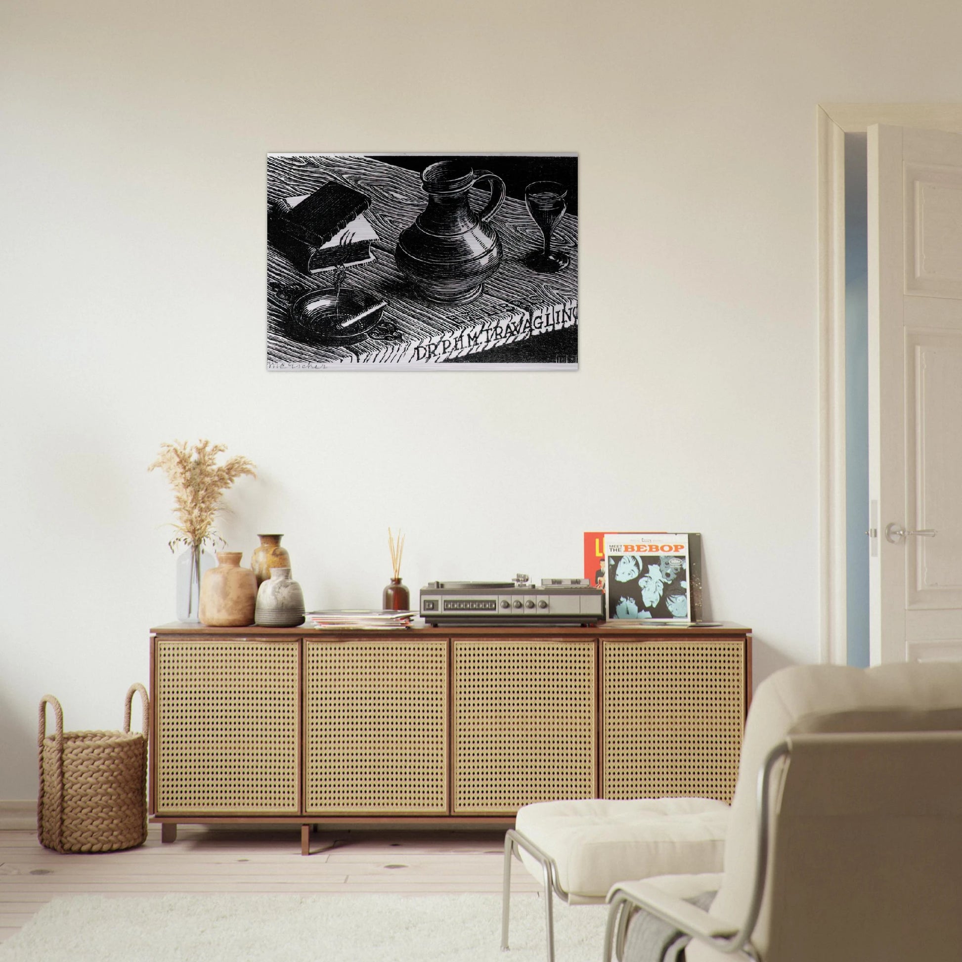 BOOKPLATE DR P H M TRAVAGLINO - MC Escher Brushed Aluminum Print - 70x100 cm / 28x40 inches | MC Escher Aluminum Print | MC Escher Prints