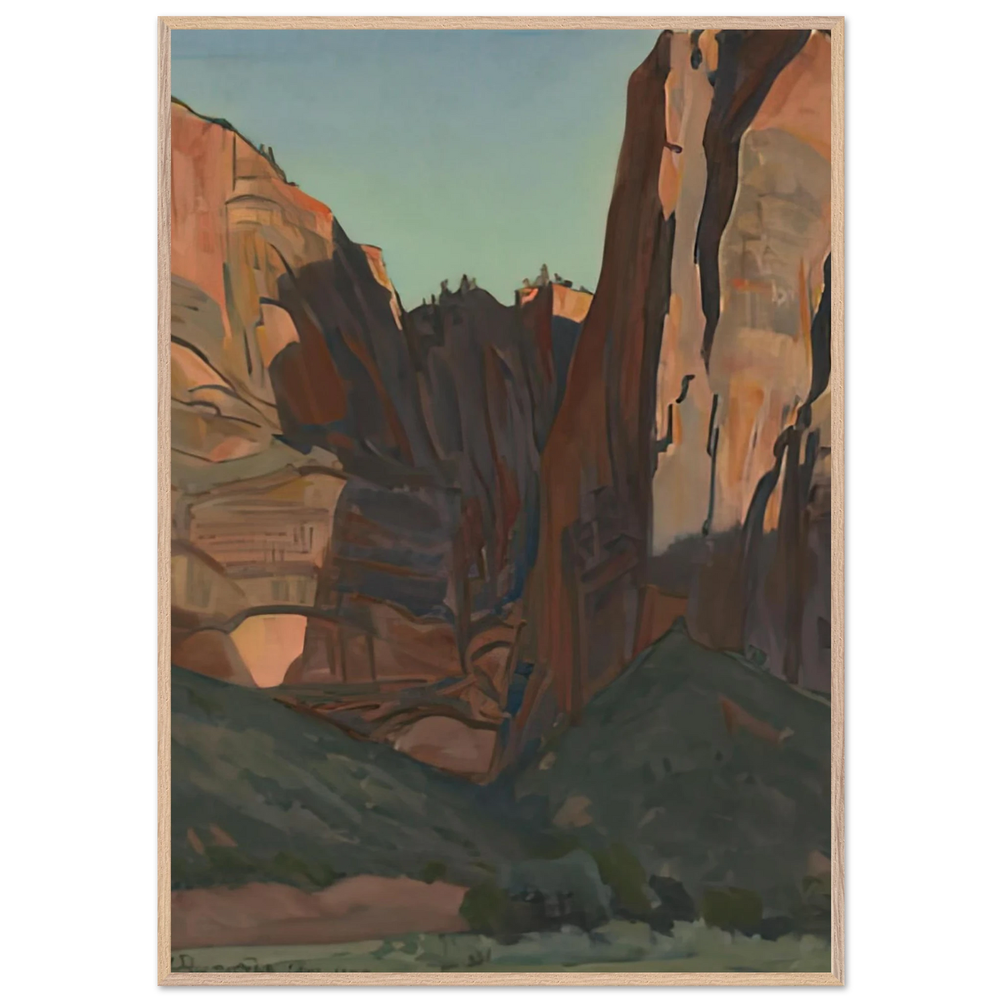 Maynard Dixon - NOTCH IN THE WALL ZION NATIONAL PARK AUGUST 1933 1933 Wall art - A3 (29.7 x 42  cm) - Premium Wooden Framed Poster With Fine Art Paper-canvas - Black frame