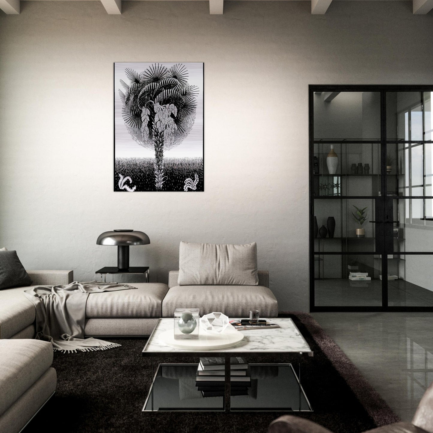 PALM TREE - MC Escher Brushed Aluminum Print - 70x100 cm / 28x40 inches | MC Escher Aluminum Print | MC Escher Prints