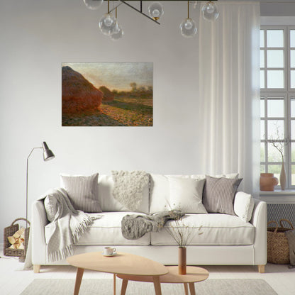 Haystacks, Last Sunrays - claude monet Brushed Aluminum Print - 70x100 cm / 28x40 inches | claude monet Aluminum Print | claude monet Prints
