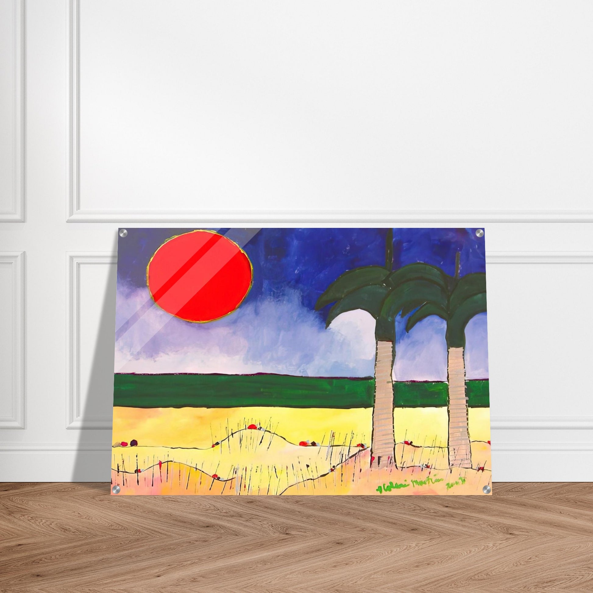 Marinha com Sol e Palmeiras - 2003 - Aldemir Martins Acrylic Print - 70x100 cm / 28x40″ inches | Aldemir Martins Wall Art | Aldemir Martins Prints