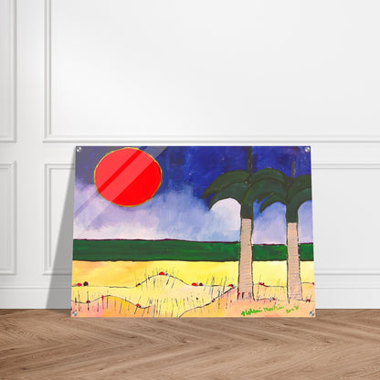 Marinha com Sol e Palmeiras - 2003 - Aldemir Martins Acrylic Print - 70x100 cm / 28x40″ inches | Aldemir Martins Wall Art | Aldemir Martins Prints