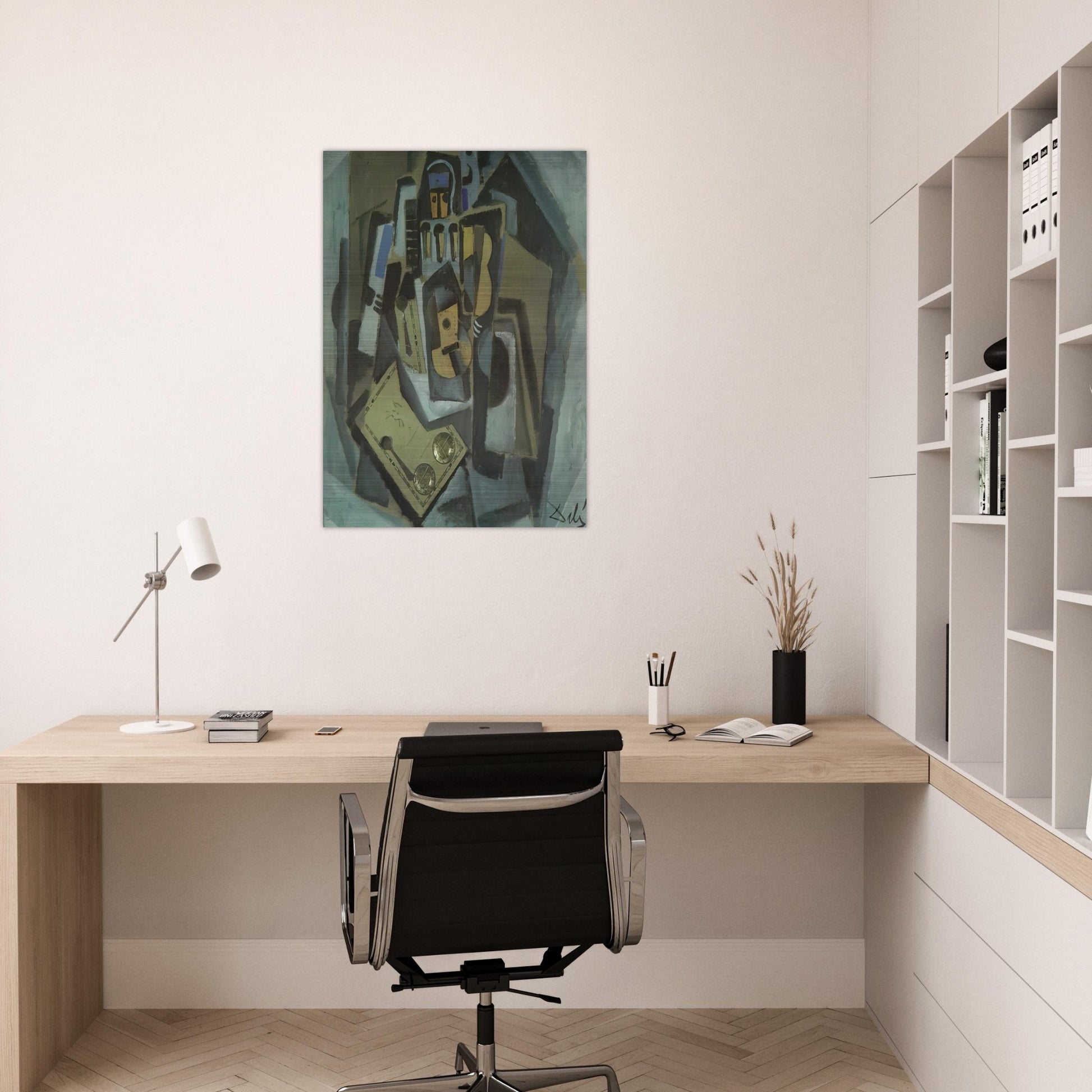 PIERROT AND GUITAR - Salvador Dali Brushed Aluminum Print - 70x100 cm / 28x40 inches | Salvador Dali Aluminum Print | Salvador Dali Prints