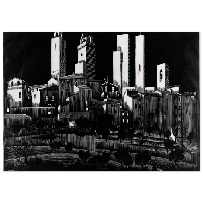 MC Escher - SAN GIMIGNANO Wall Art - 60x80 cm / 24x32 inches - Fine Art Poster - -
