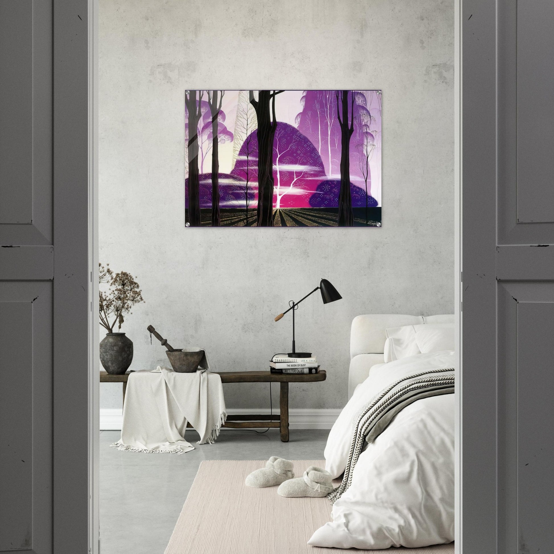 Purple Dawn - Eyvind Earle Acrylic Print - 70x100 cm / 28x40″ inches