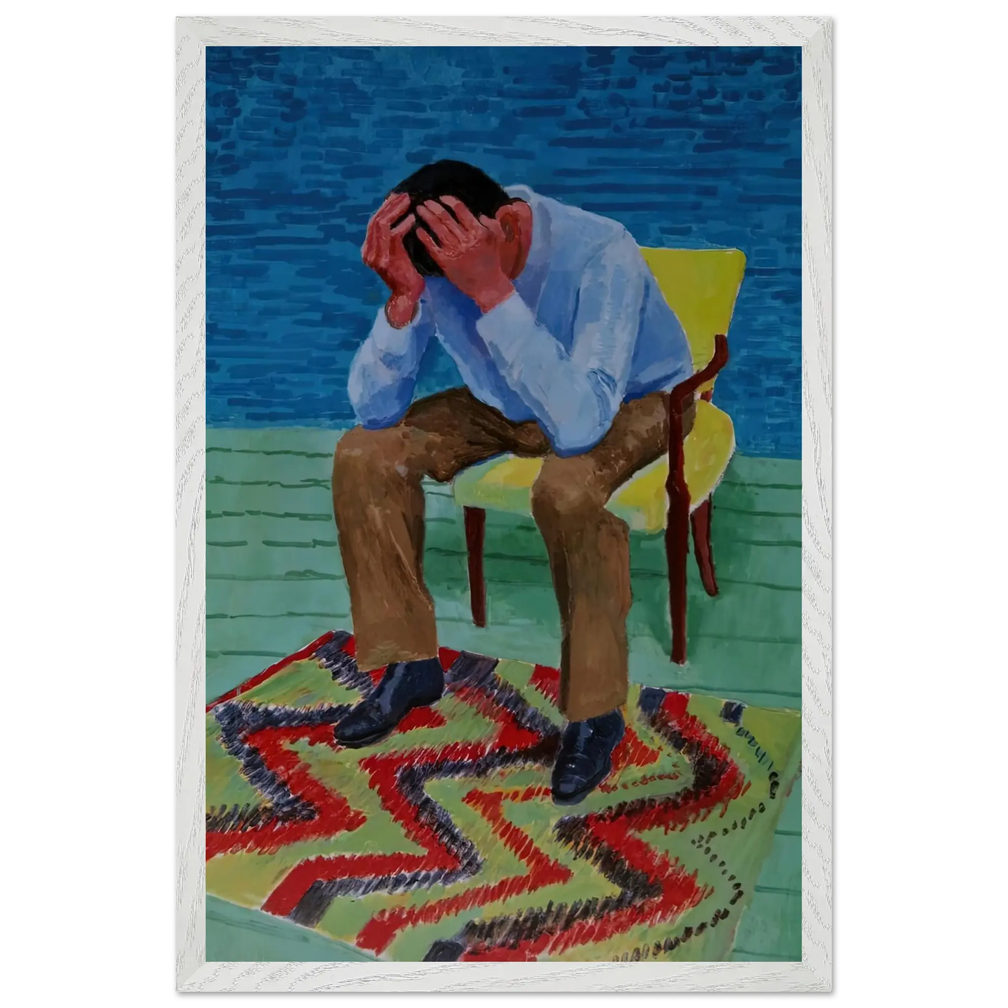David Hockney - David Hockney Wall art - 50x70 cm / 20x28 Inches - Premium Wooden Framed Poster With Fine Art Paper - White frame