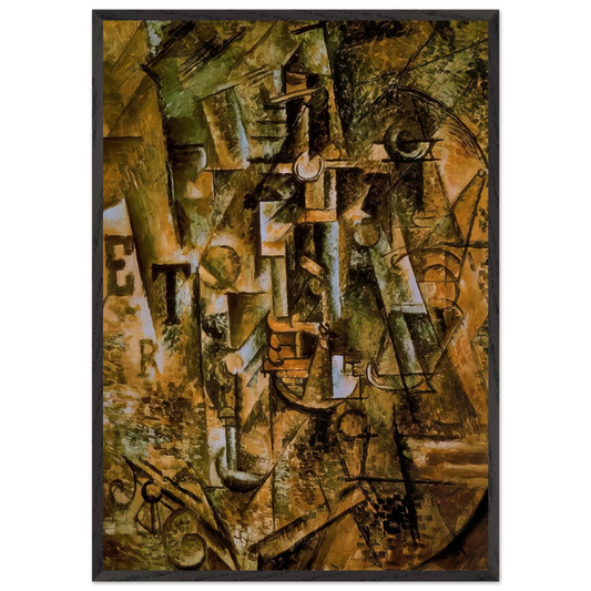 Still life with bottle of rum - 1911 - Pablo Picasso 70x100 cm / 28x40 inches Framed Art Print – Black Wooden Frame