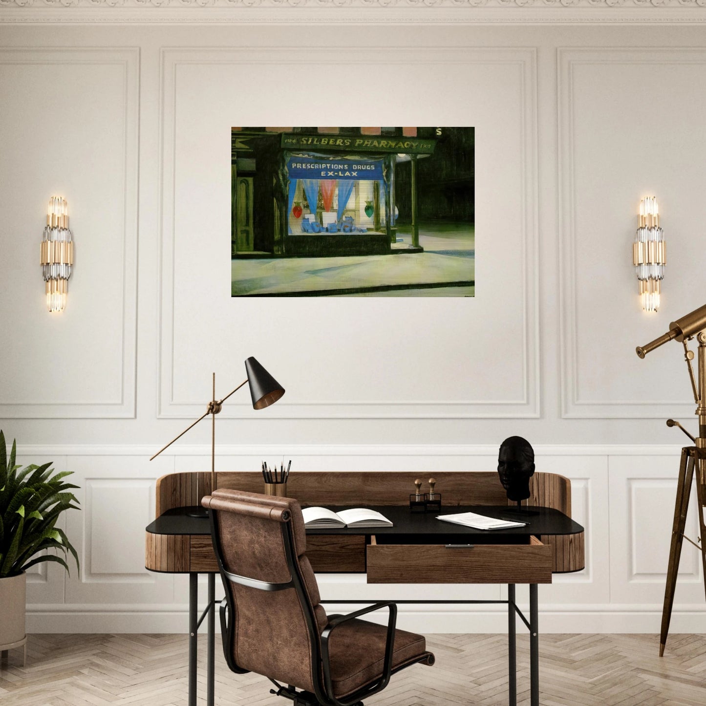 Drug Store - Edward Hopper Brushed Aluminum Print - 70x100 cm / 28x40 inches | Edward Hopper Aluminum Print | Edward Hopper Prints