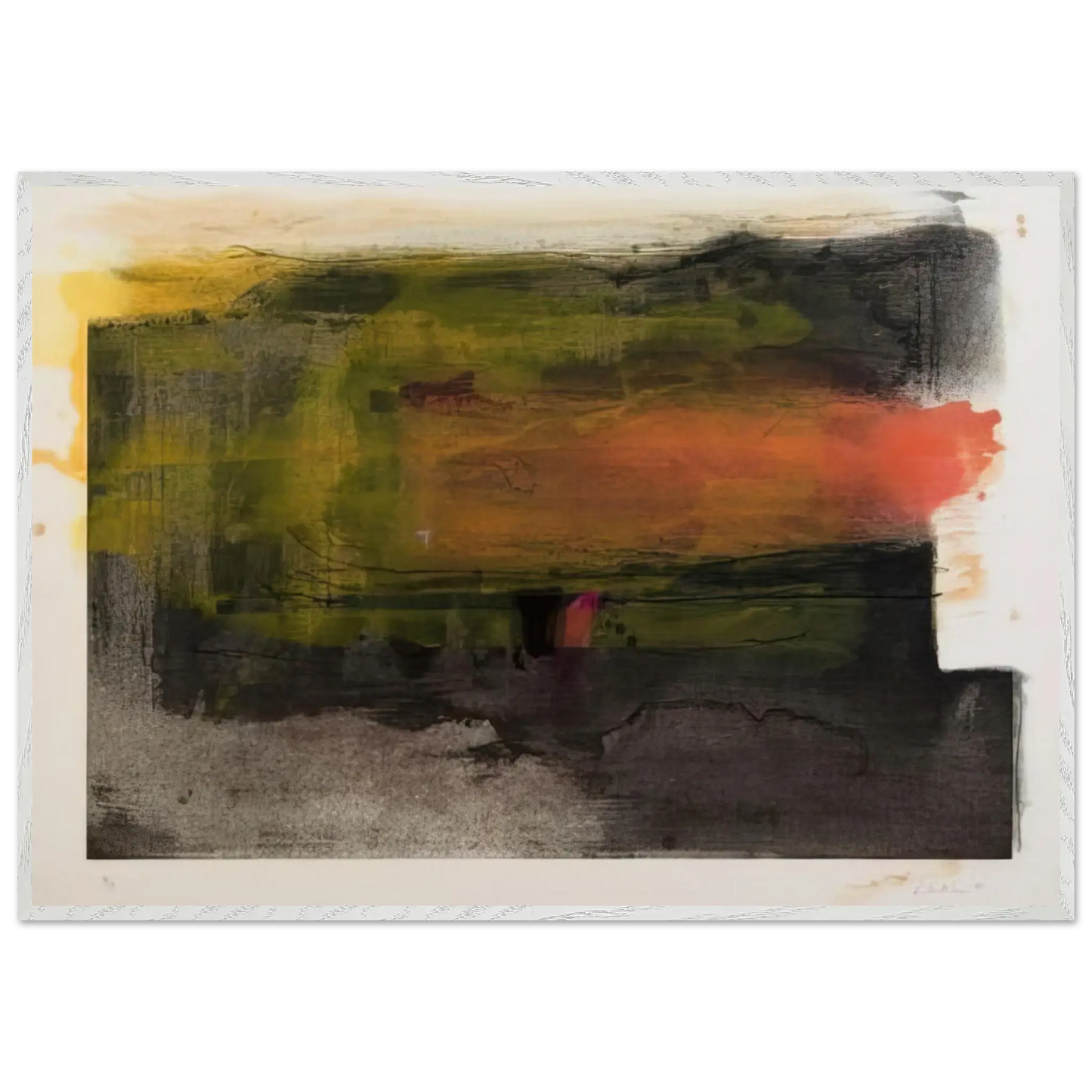 Helen Frankenthaler - Deep Sun - 1983 Wall art - 60x80 cm / 24x32 Inches - Premium Wooden Framed Poster With Fine Art Paper - Black frame