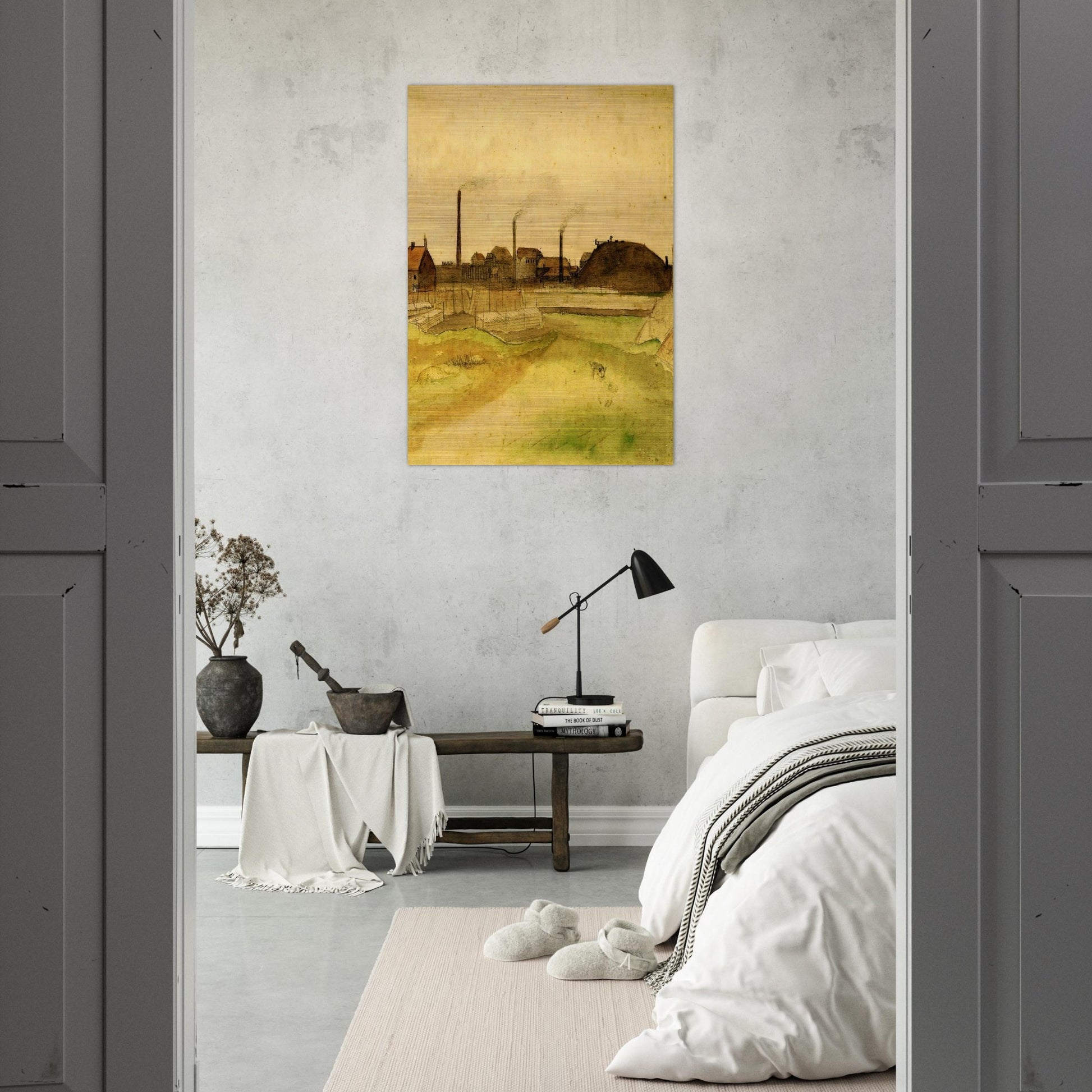 Coalmine in the Borinage - Vincent van Gogh Brushed Aluminum Print - 70x100 cm / 28x40 inches | Vincent van Gogh Aluminum Print | Vincent van Gogh Prints