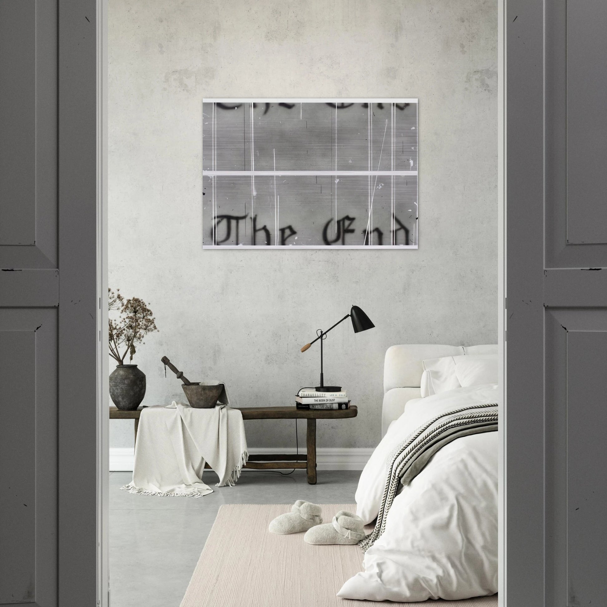 THE END 1 1993 - Edward Ruscha Brushed Aluminum Print - 70x100 cm / 28x40 inches | Edward Ruscha Aluminum Print | Edward Ruscha Prints