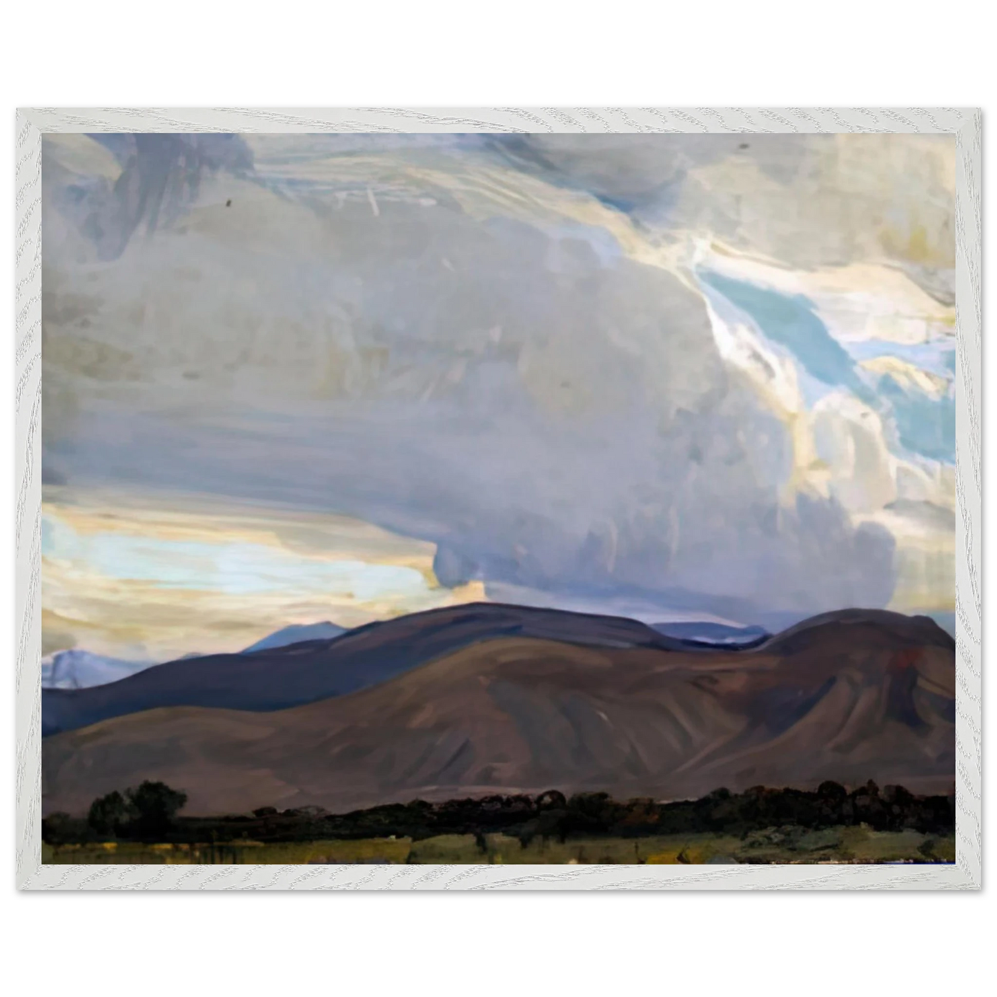 Maynard Dixon - STORM FROM THE SIERRA 1937 Wall art - 28x43  cm / XL (11x17 inches) - Premium Wooden Framed Poster With Fine Art Paper-canvas - White frame