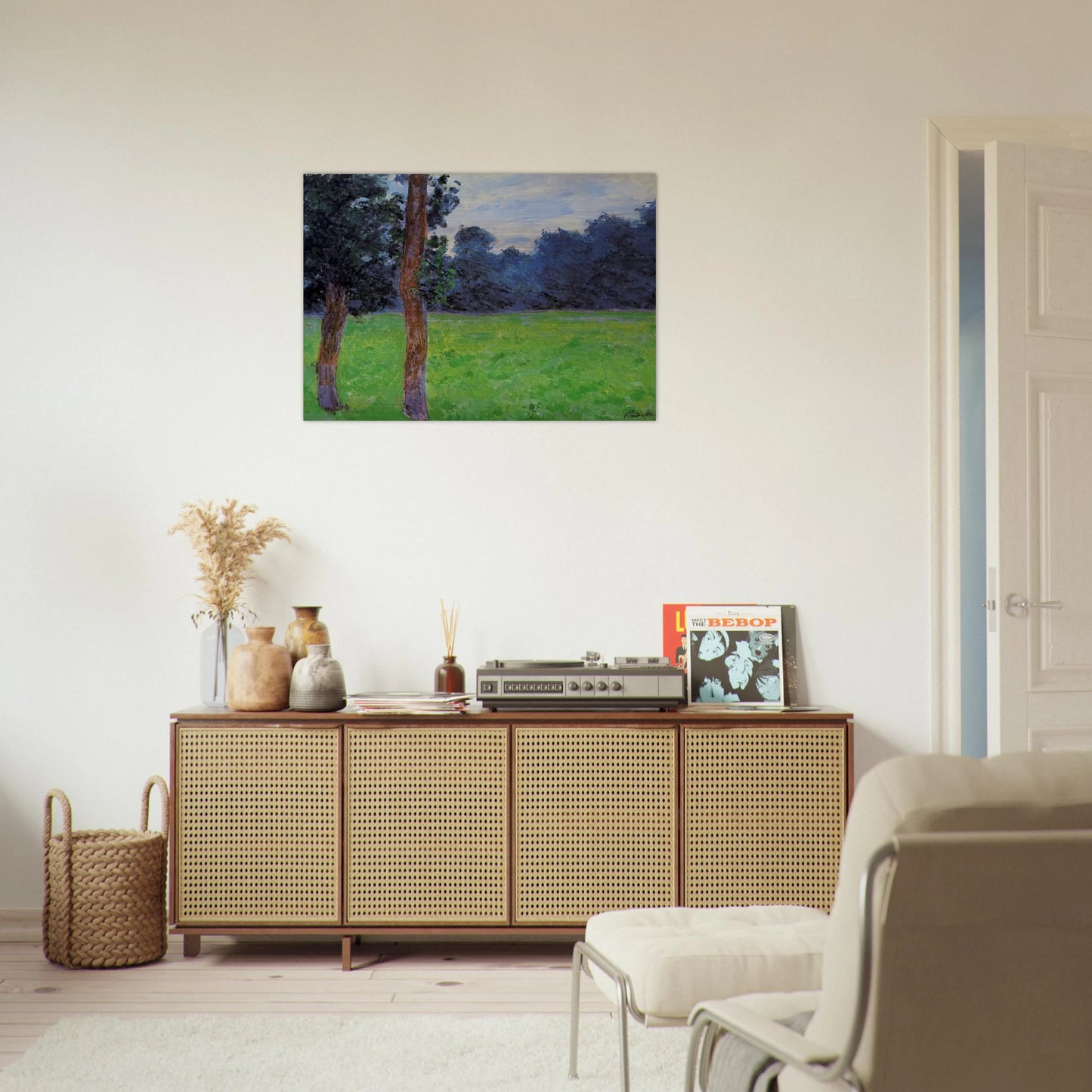 Two Trees in a Meadow - claude monet Brushed Aluminum Print - 70x100 cm / 28x40 inches | claude monet Aluminum Print | claude monet Prints