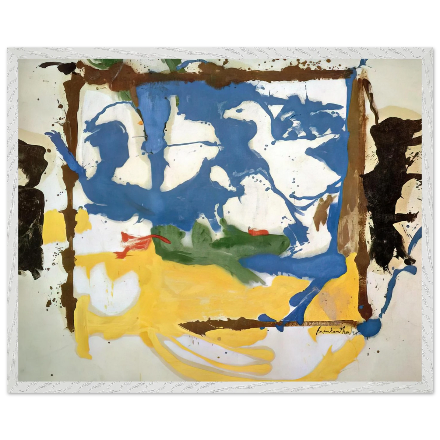 Helen Frankenthaler - Swan Lake #2 - 1961 Wall art - 45x60 cm / 18x24 inches - Premium Wooden Framed Poster With Fine Art Paper-canvas - Wood frame