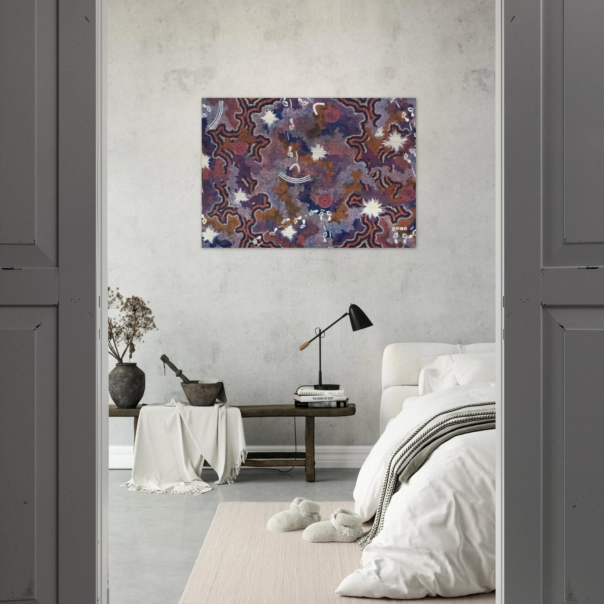 Ngarlu - 1994 - Clifford Possum Tjapaltjarri Brushed Aluminum Print - 70x100 cm / 28x40 inches | Clifford Possum Tjapaltjarri Aluminum Print | Clifford Possum Tjapaltjarri Prints