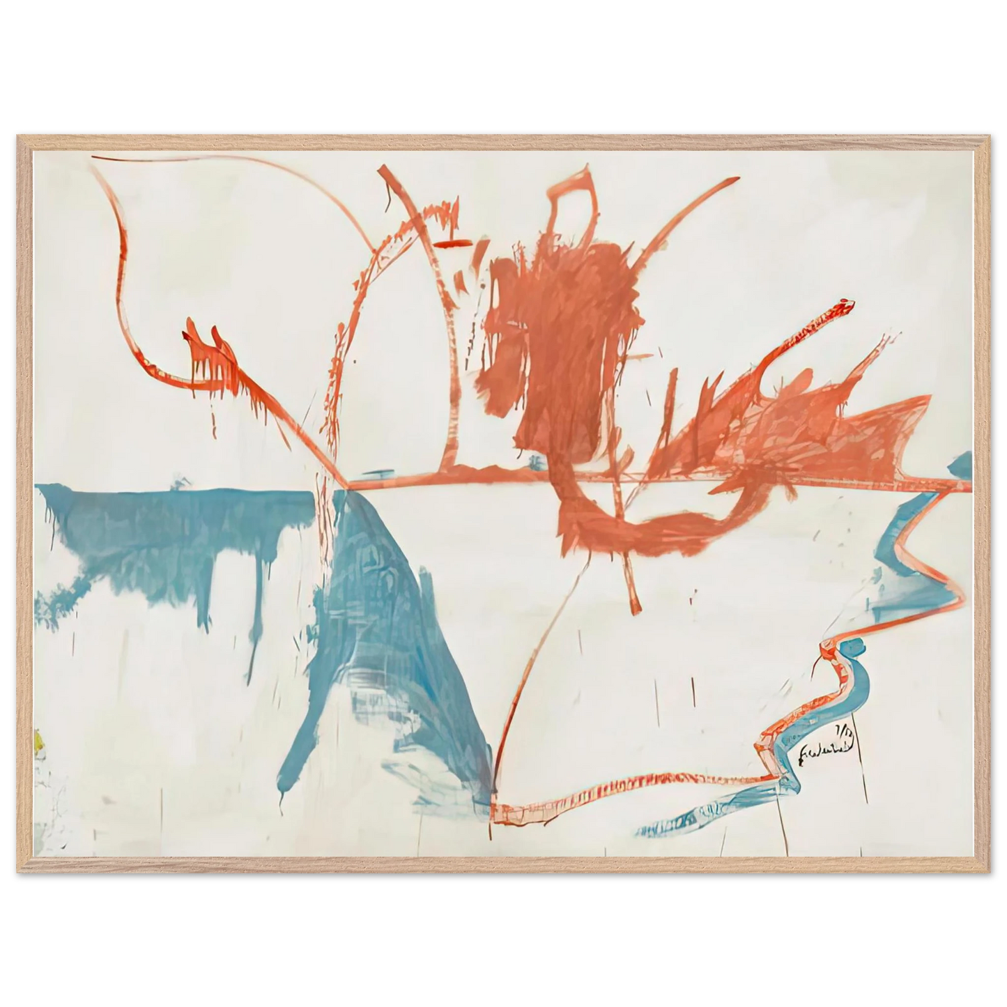 Helen Frankenthaler - French Horizon, 1958- Wall Art - 30x40 cm / 12x16 inches - Premium Wooden Framed Poster With Fine Art Paper-canvas - Wood frame