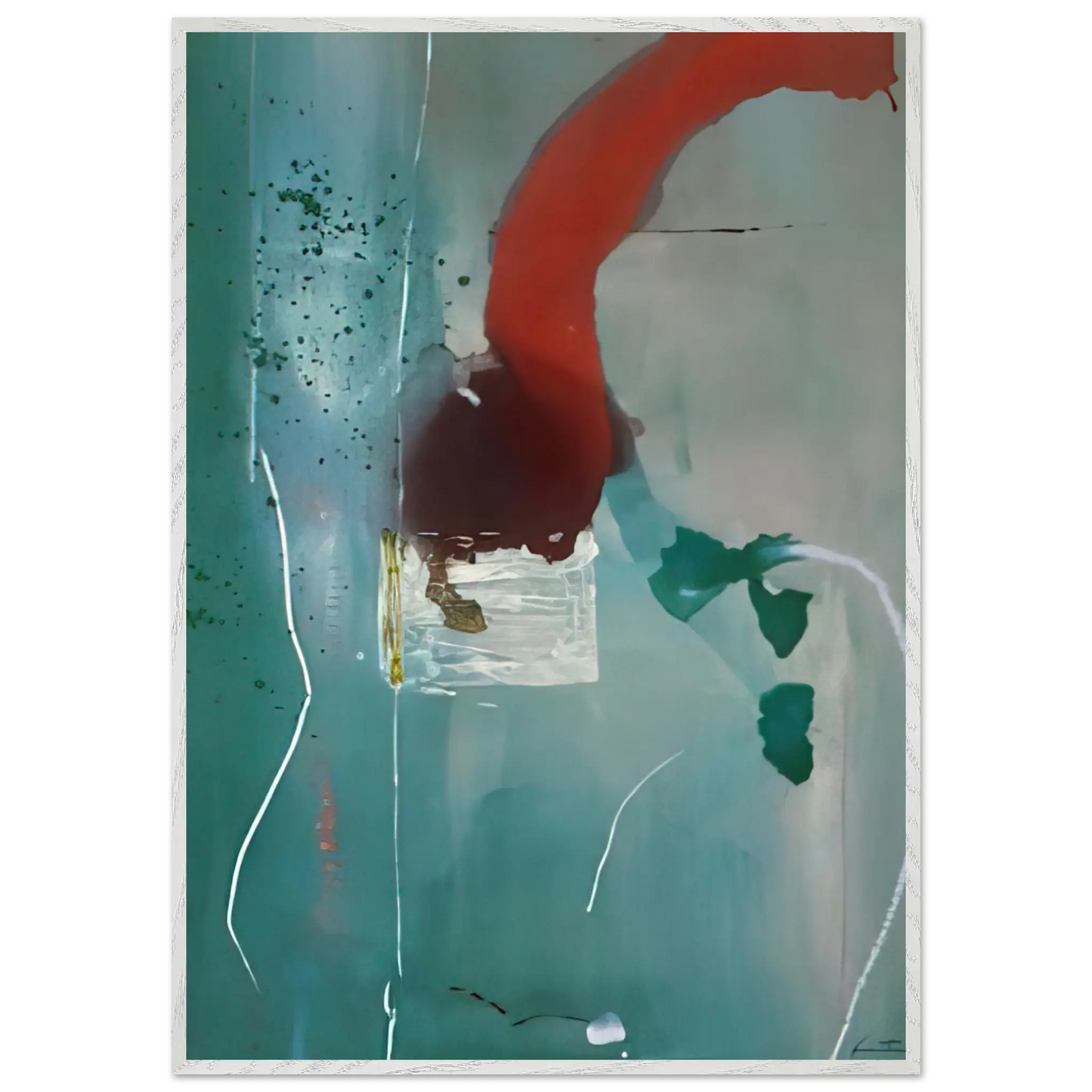 Helen Frankenthaler - Square One - 1985 Wall art - 28x43  cm / XL (11x17 Inches) - Premium Wooden Framed Poster With Fine Art Paper - Black frame