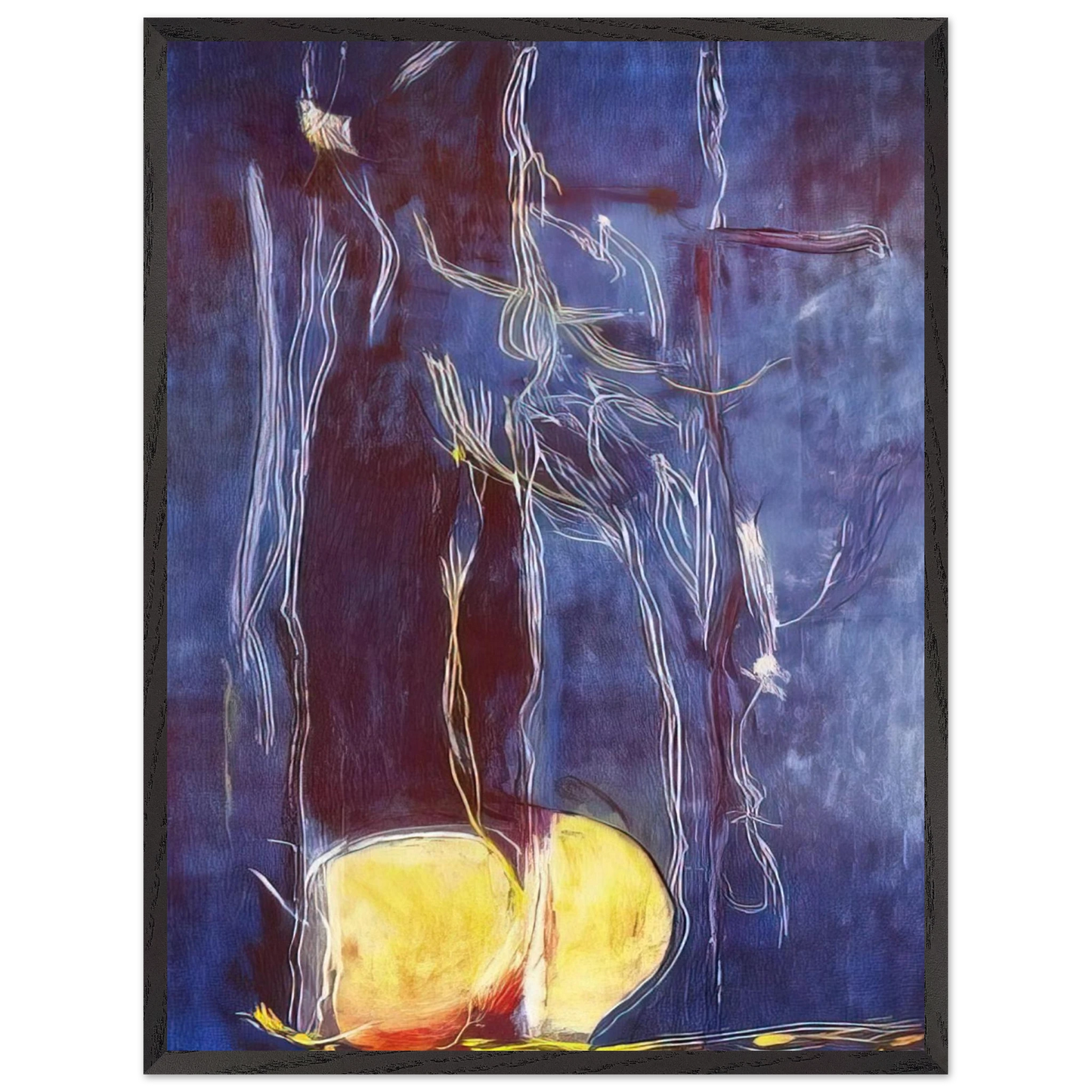 Helen Frankenthaler - All About Blue - 1994 Wall art - 45x60 cm / 18x24 inches - Premium Wooden Framed Poster With Fine Art Paper-canvas - Wood frame