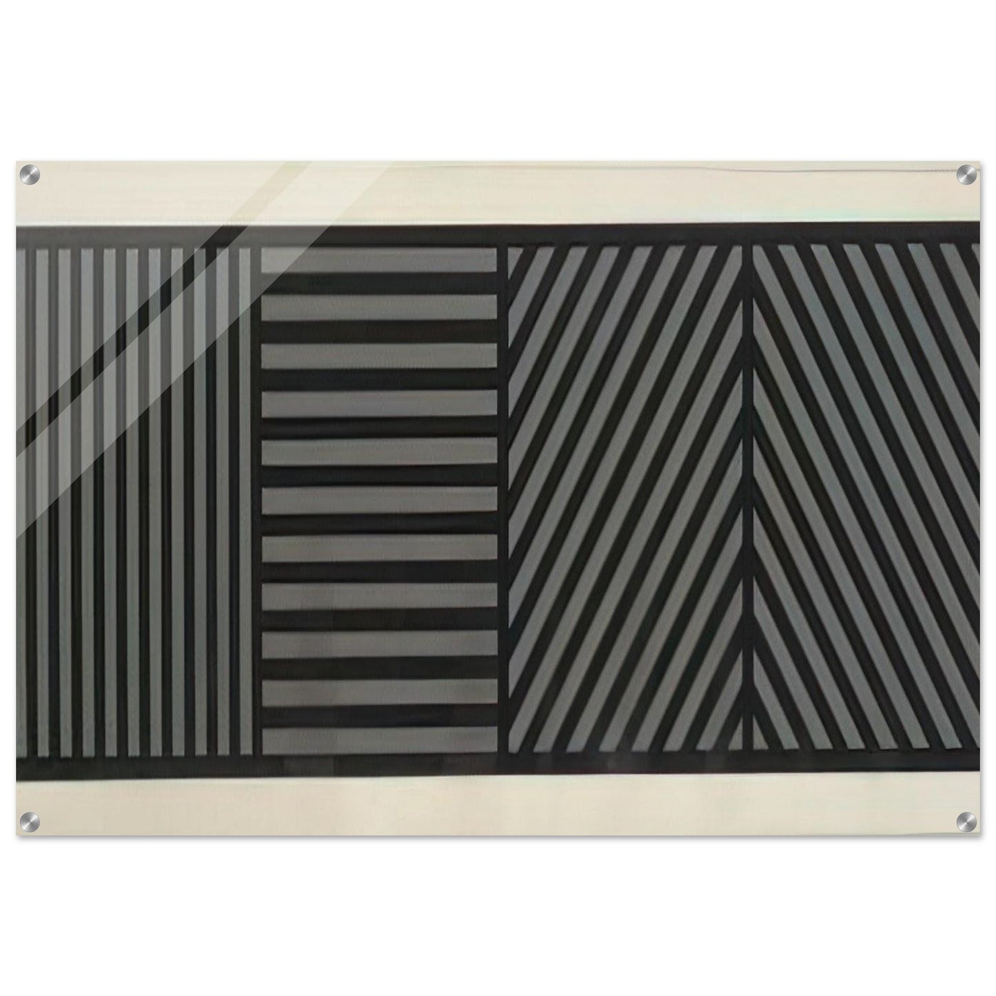 Bands of Lines One Inch Wide in Four Directions in Black and Gray - Sol LeWitt Acrylic Print - 70x100 cm / 28x40″ inches