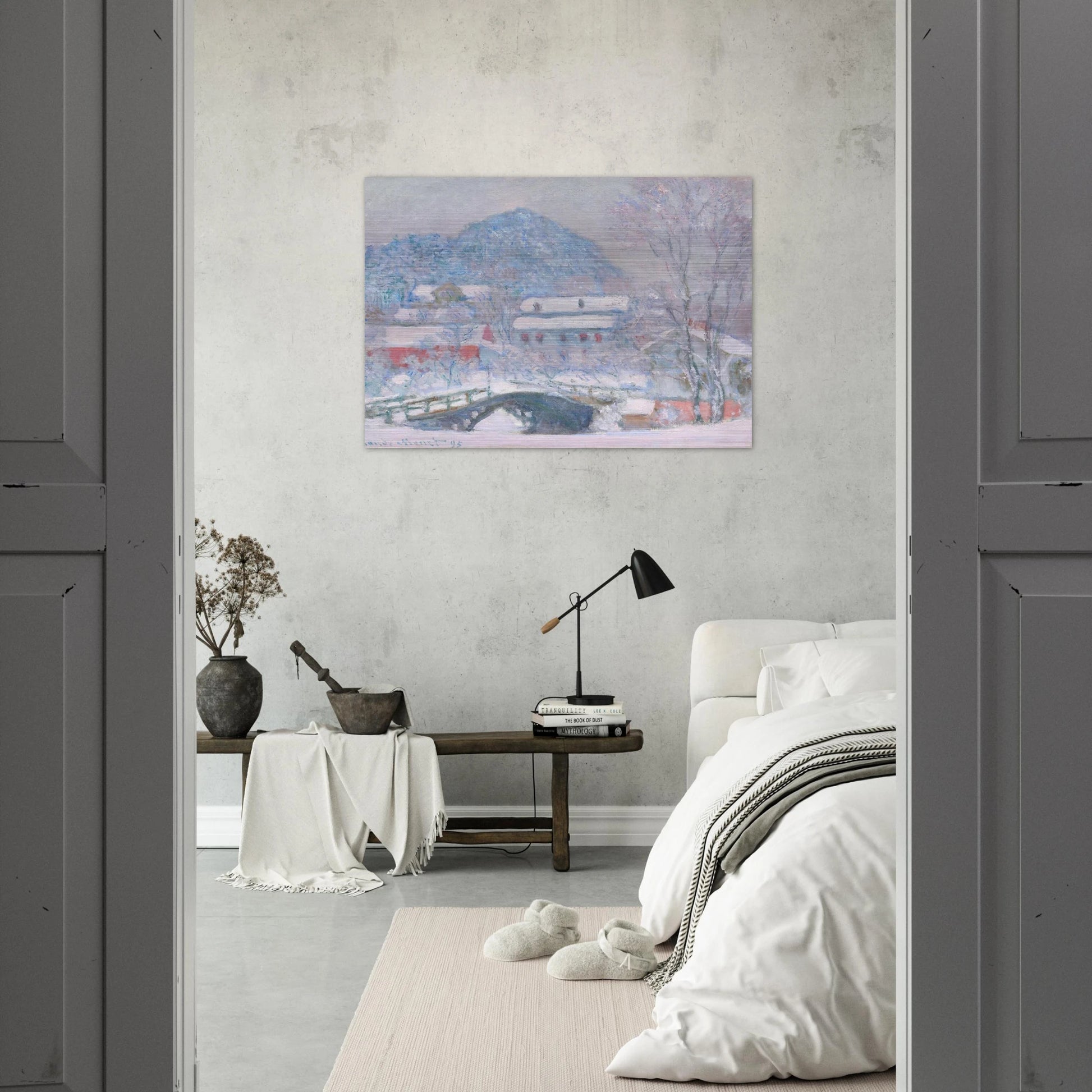 Norway, Sandviken Village in the Snow - claude monet Brushed Aluminum Print - 70x100 cm / 28x40 inches | claude monet Aluminum Print | claude monet Prints