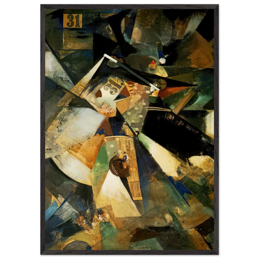 MERZPICTURE THIRTY ONE 1920 - Kurt Schwitters 70x100 cm / 28x40 inches Framed Art Print – Black Wooden Frame