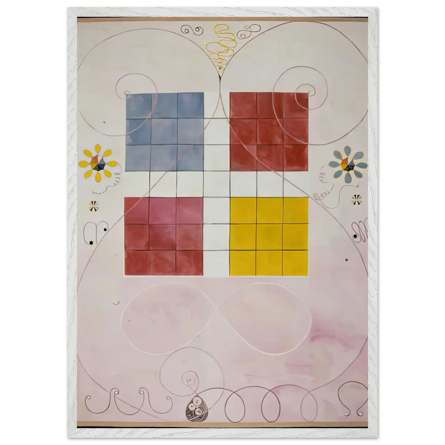 Hilma af Klint - DE TIO ST RSTA N 10 ALDERDOMEN 1907 Wall art - A1 (59.4 x 84.1  cm) - Premium Wooden Framed Poster With Fine Art Paper - White frame