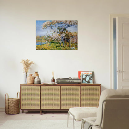 Apple Trees in Bloom, Old Lyme - Childe Hassam Brushed Aluminum Print - 70x100 cm / 28x40 inches | Childe Hassam Aluminum Print | Childe Hassam Prints