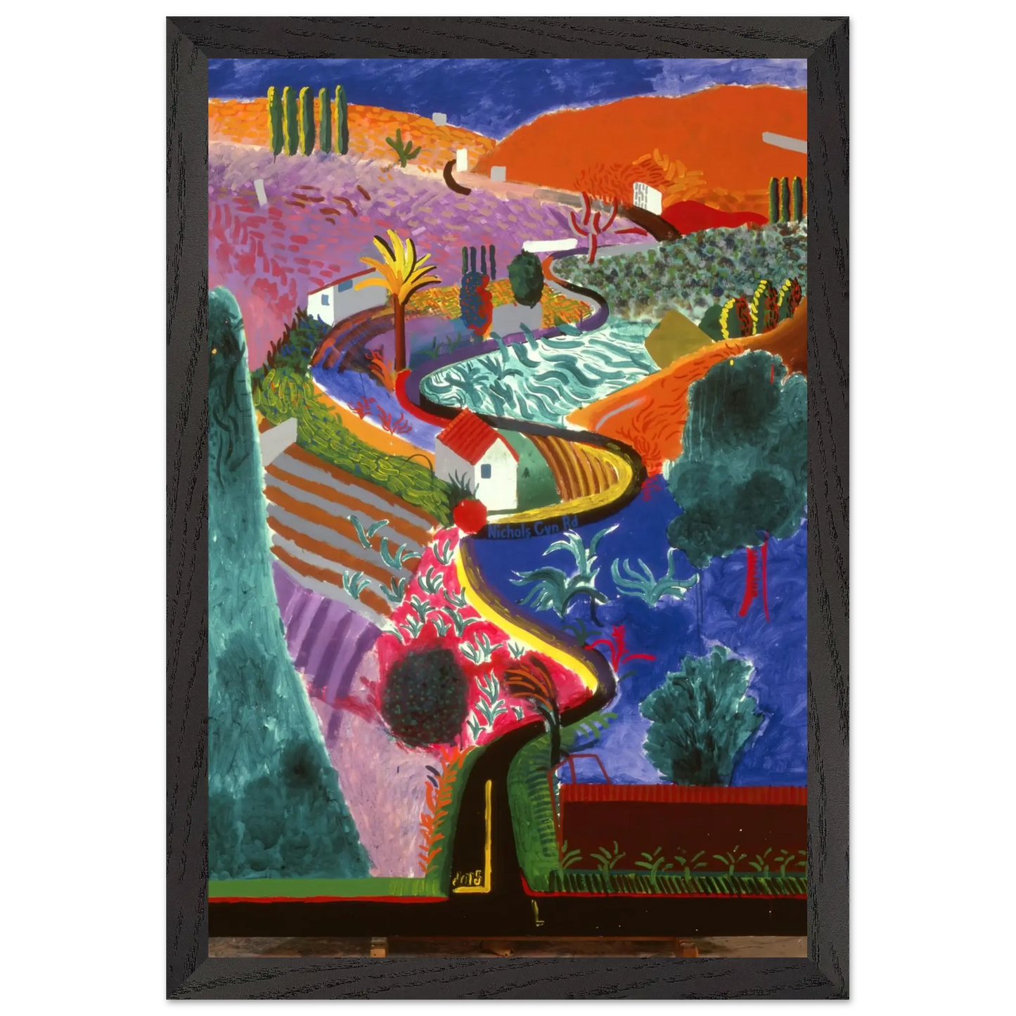 David Hockney - David Hockney Wall art - 28x43  cm / XL (11x17 inches) - Premium Wooden Framed Poster With Fine Art Paper - White frame
