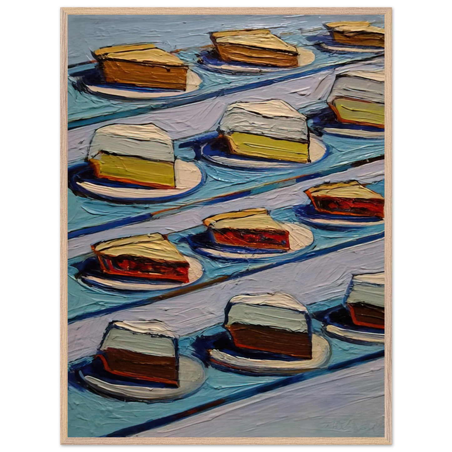 Wayne Thiebaud - Refrigerator Pies - 1962 Wall Art - 21x29.7 cm / 8x12" - Premium Wooden Framed Poster With Fine Art Paper-canvas - Black frame