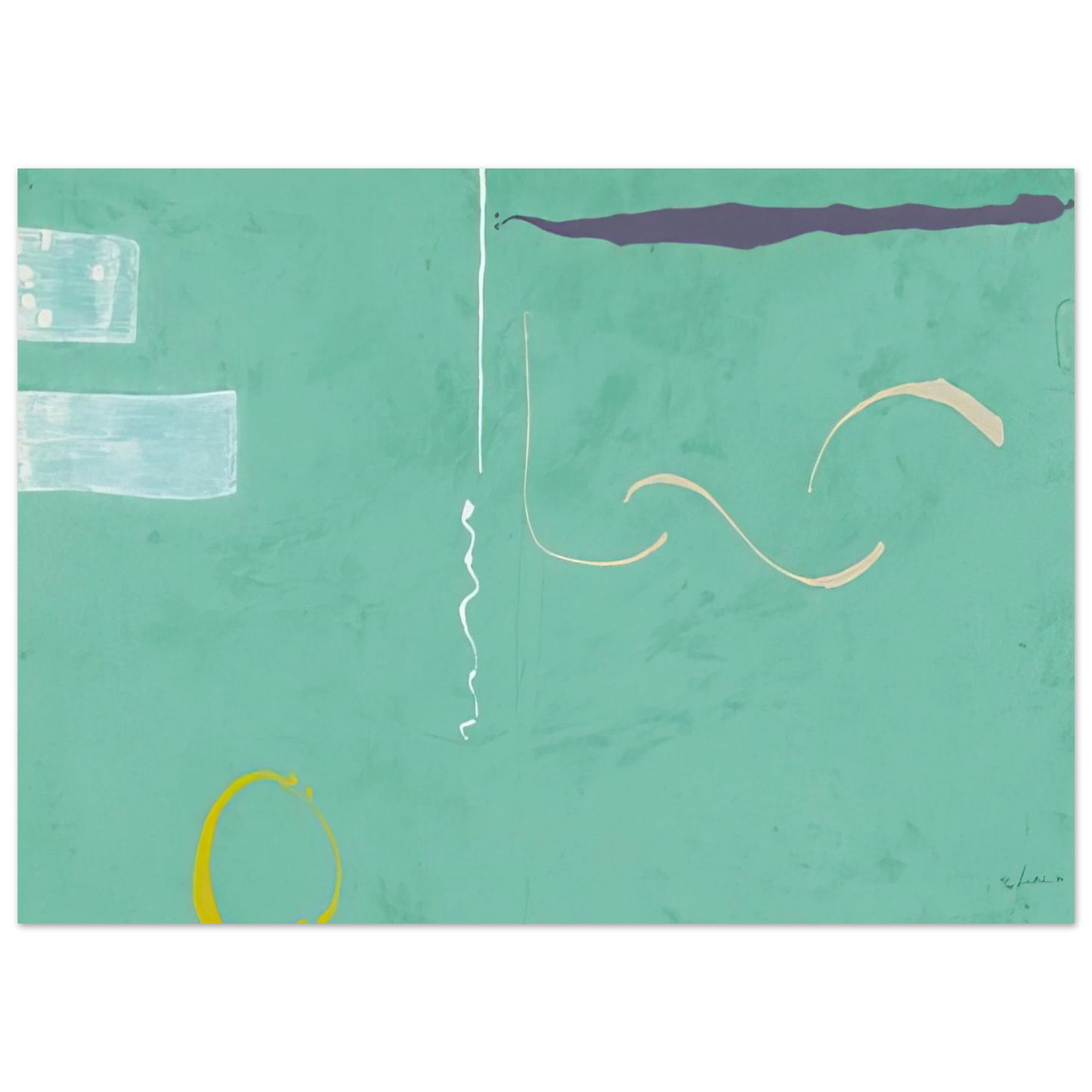 Helen Frankenthaler - Tahiti - 1989 Wall art - 28x43  cm / XL (11x17 inches) - Premium Wooden Framed Poster With Fine Art Paper-canvas - White frame