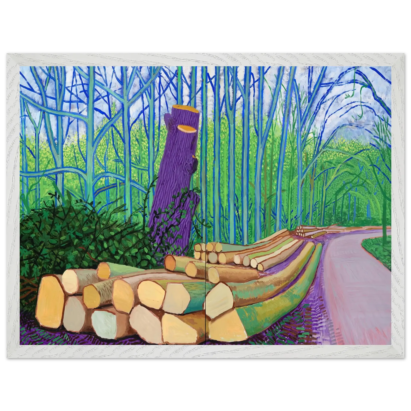 David Hockney - David Hockney Wall art - 45x60 cm / 18x24 Inches - Premium Wooden Framed Poster With Fine Art Paper - White frame