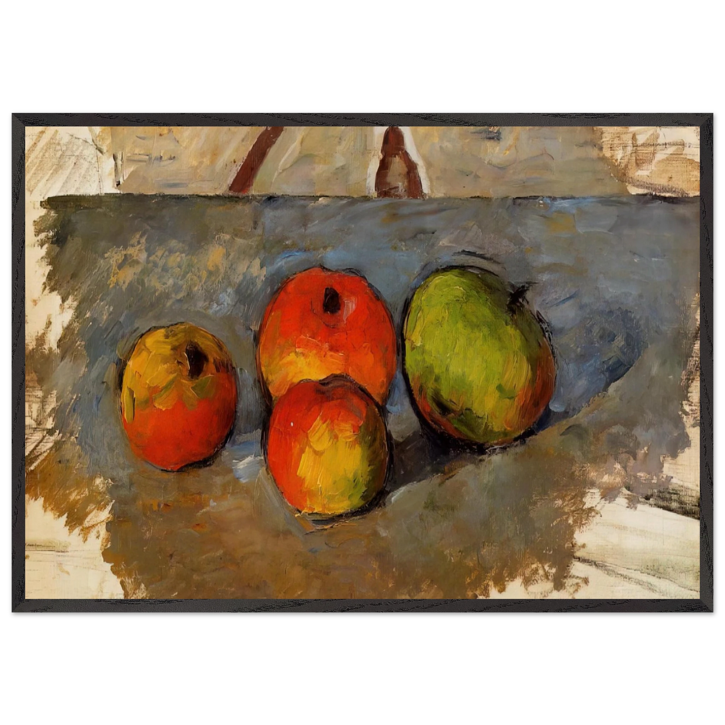 Four Apples - Paul Cezanne 70x100 cm / 28x40 inches Framed Art Print – Black Wooden Frame