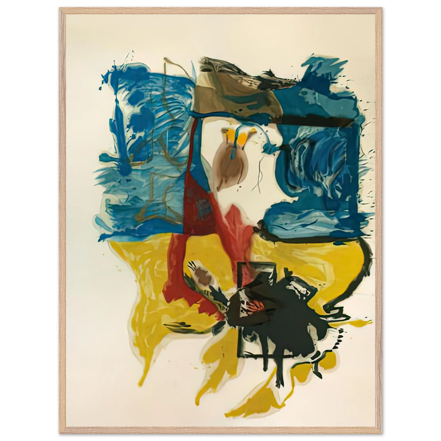Helen Frankenthaler - Beach Scene, 1961- Wall Art - 21x29.7 cm / 8x12" - Premium Wooden Framed Poster With Fine Art Paper-canvas - Wood frame