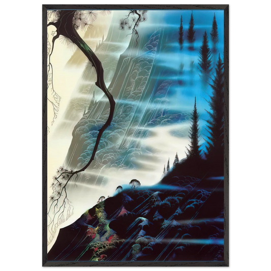 Sea Cliffs and Redwoods - Eyvind Earle 70x100 cm / 28x40 inches Framed Art Print – Black Wooden Frame