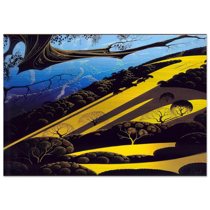 Gaviota Pass - Eyvind Earle Brushed Aluminum Print - 70x100 cm / 28x40 inches | Eyvind Earle Aluminum Print | Eyvind Earle Prints