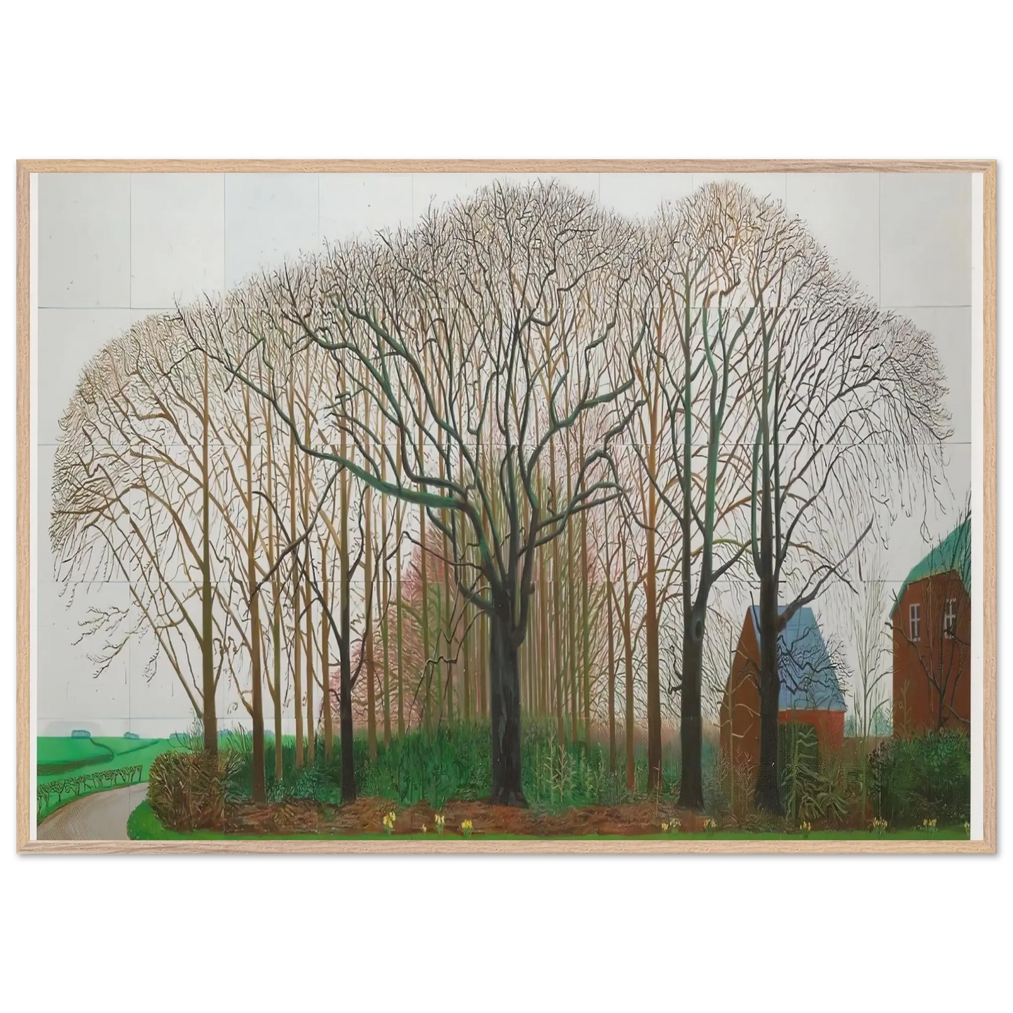 David Hockney - David Hockney Wall art - 28x43  cm / XL (11x17 Inches) - Premium Wooden Framed Poster With Fine Art Paper - Wood frame