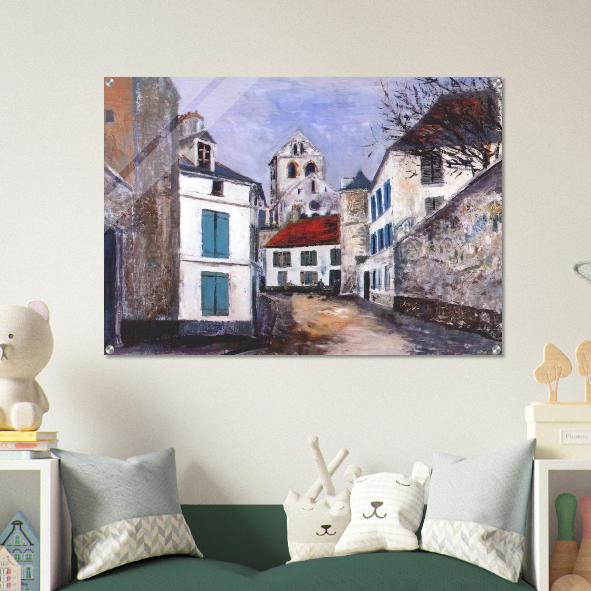 VILLAGE STREET - Maurice Utrillo Acrylic Print - 70x100 cm / 28x40″ inches | Maurice Utrillo Wall Art | Maurice Utrillo Prints
