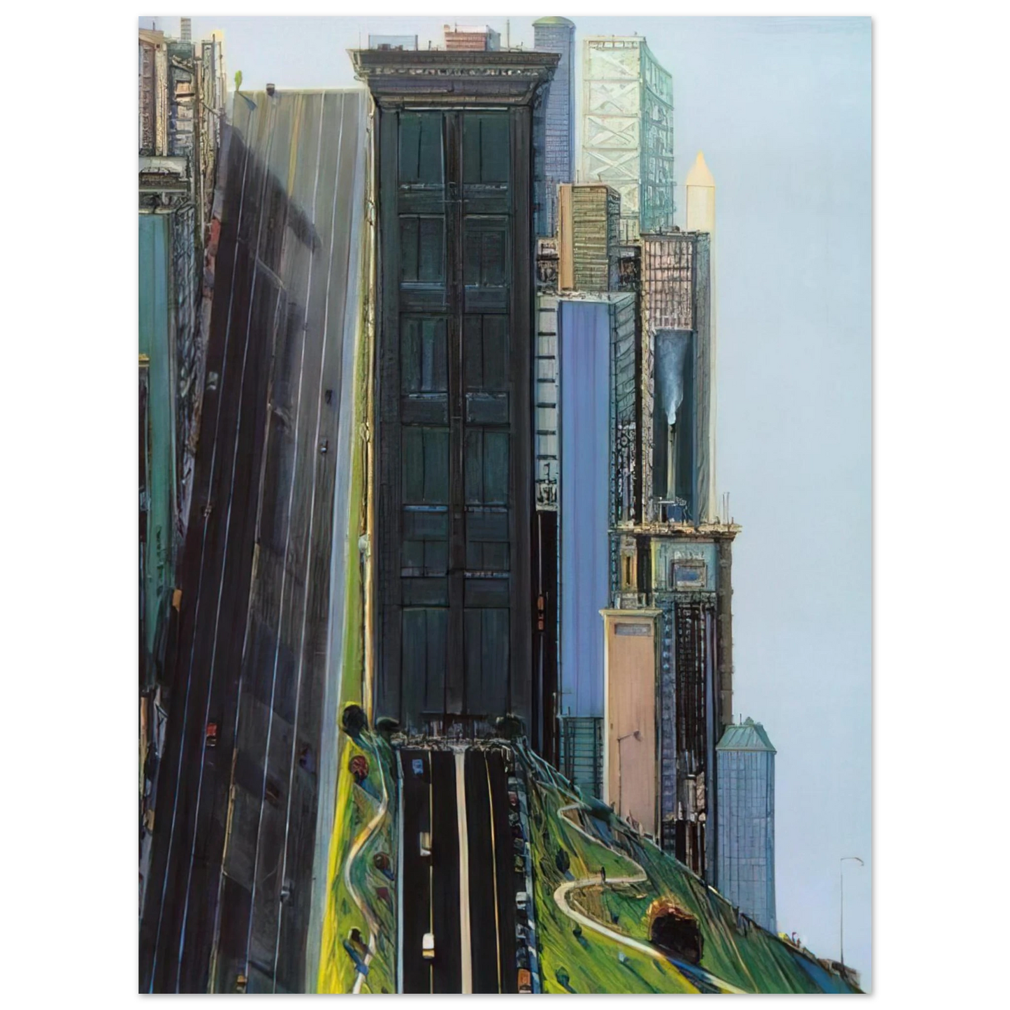 Wayne Thiebaud - Hill Street Day City - 1981 Wall Art - 21x29.7 cm / 8x12" - Fine Art Poster-canvas - -