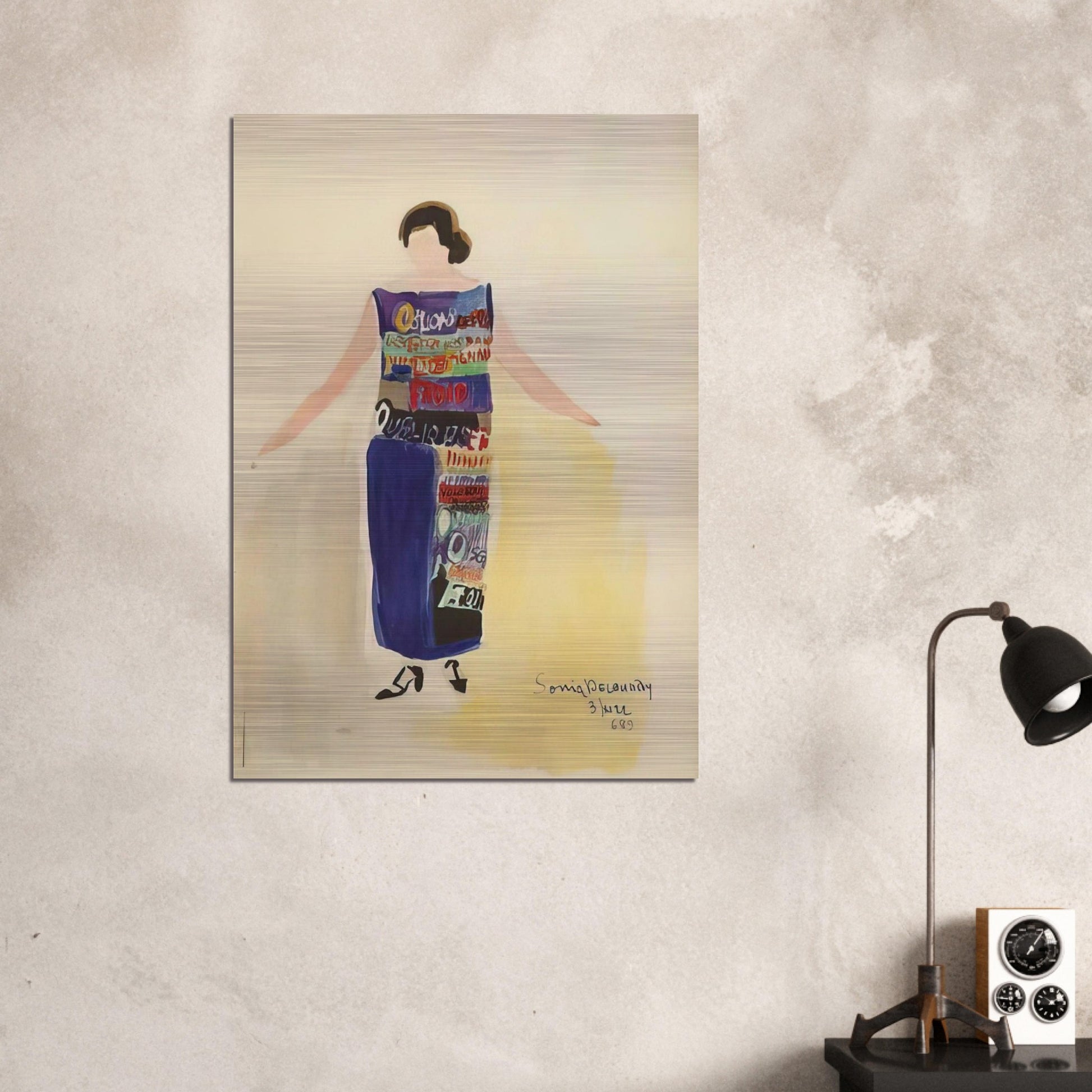 ROBE POEME OUBLIONS LES OISEAUX 1922 - Sonia Delaunay Brushed Aluminum Print - 70x100 cm / 28x40 inches | Sonia Delaunay Aluminum Print | Sonia Delaunay Prints