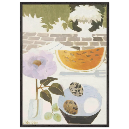 A Slice of Melon - 1990 - Mary Fedden 70x100 cm / 28x40 inches Framed Art Print – Black Wooden Frame