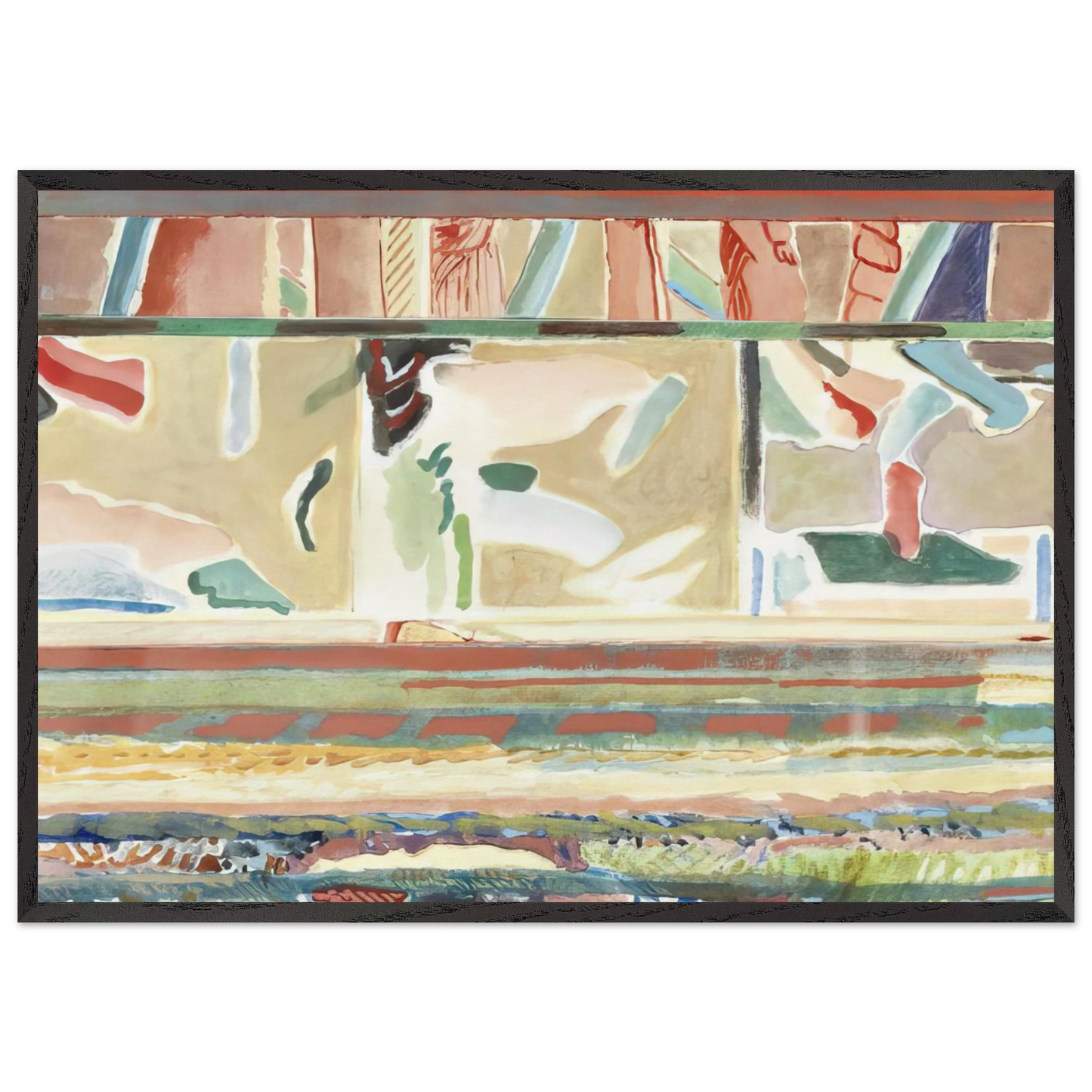 Paisagem II Portalegre tapestry card - Lyrical Abstraction - Menez 70x100 cm / 28x40 inches Framed Art Print – Black Wooden Frame