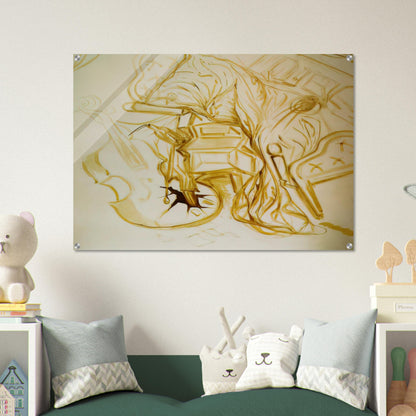 BED AND BEDSIDE TABLE FEROCIOUSLY ATTACKING A CELLO - Salvador Dali Acrylic Print - 70x100 cm / 28x40″ inches