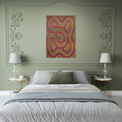 Worm Dreaming - 1998 - Clifford Possum Tjapaltjarri Brushed Aluminum Print - 70x100 cm / 28x40 inches | Clifford Possum Tjapaltjarri Aluminum Print | Clifford Possum Tjapaltjarri Prints