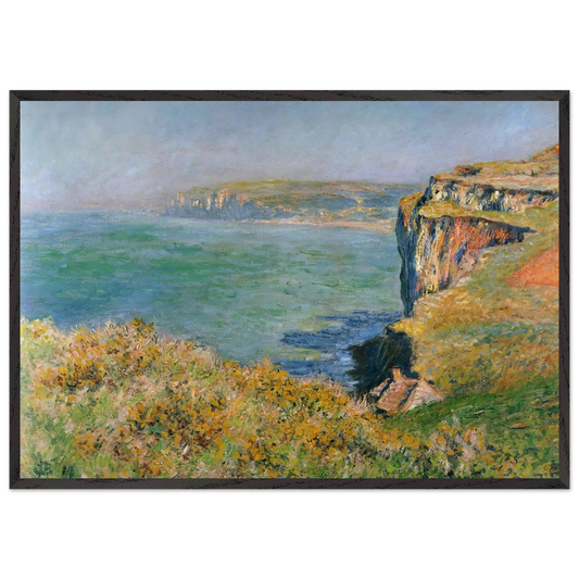 Cliff at Grainval - claude monet 70x100 cm / 28x40 inches Framed Art Print – Black Wooden Frame