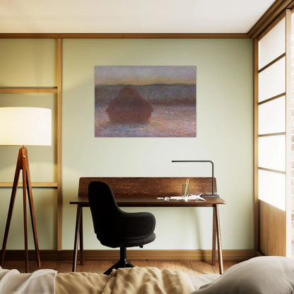 Stack of Wheat Thaw, Sunset - claude monet Brushed Aluminum Print - 70x100 cm / 28x40 inches | claude monet Aluminum Print | claude monet Prints