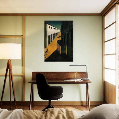 MYSTERY AND MELANCHOLY OF A STREET 1914 - Giorgio de Chirico Brushed Aluminum Print - 70x100 cm / 28x40 inches | Giorgio de Chirico Aluminum Print | Giorgio de Chirico Prints